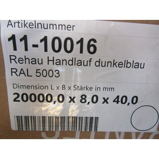 1 m Rehau Handlauf Dunkelblau RAL 5003 matt PVC 40 x 8 Kunststoffhandlauf Treppenhandlauf