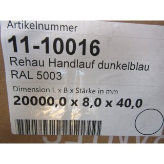 1 m Rehau Handlauf Dunkelblau RAL 5003 matt PVC 40 x 8 Kunststoffhandlauf Treppenhandlauf