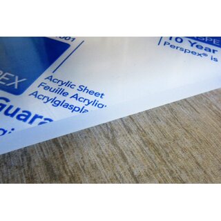 Acryl GS-Platte 10 mm Zuschnitt 980 x 360 mm GS Frost weiß S2 030 Polar White satiniert