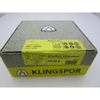 Klingspor Klett-Schleifscheiben 50 Stück PS 22 K Ø 150 mm K 60