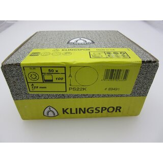 Klingspor Klett-Schleifscheiben 50 Stück PS 22 K Ø 125 mm K 100
