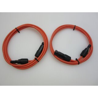 2 x 2 m Verlngerungskabel rot m. MC4 Stecker Solarkabel 4 mm f. Solarmodule